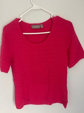 croft & barrow Bright Pink Ribbed Short Sleeve Top